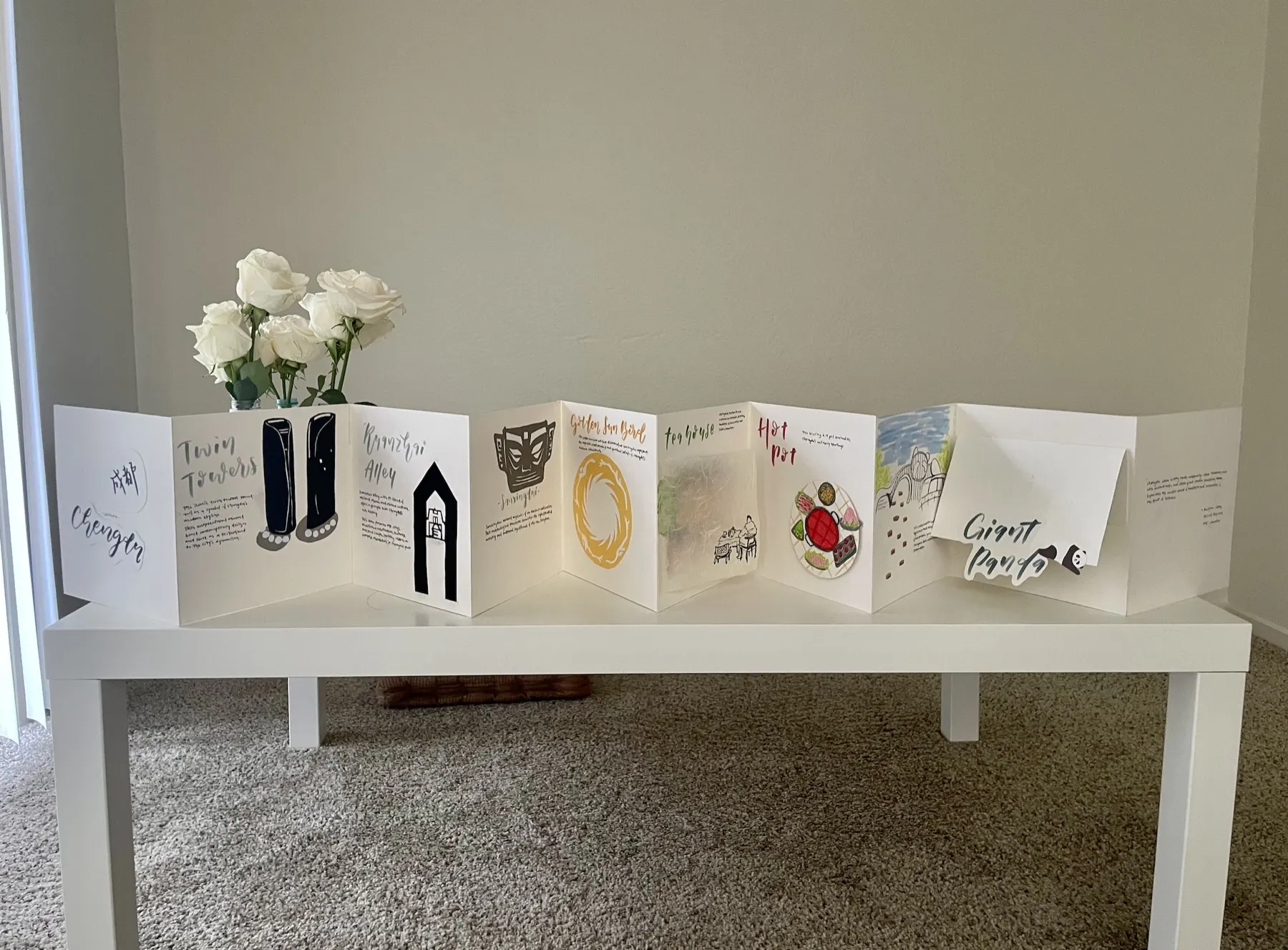 An artist book with a textured, hand-bound cover.